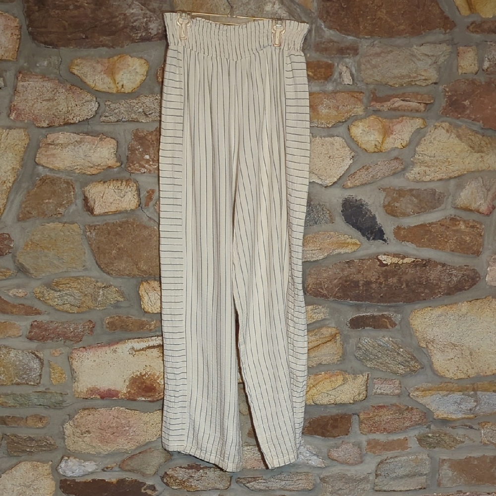 Joie Cream Striped Wide Leg Pants